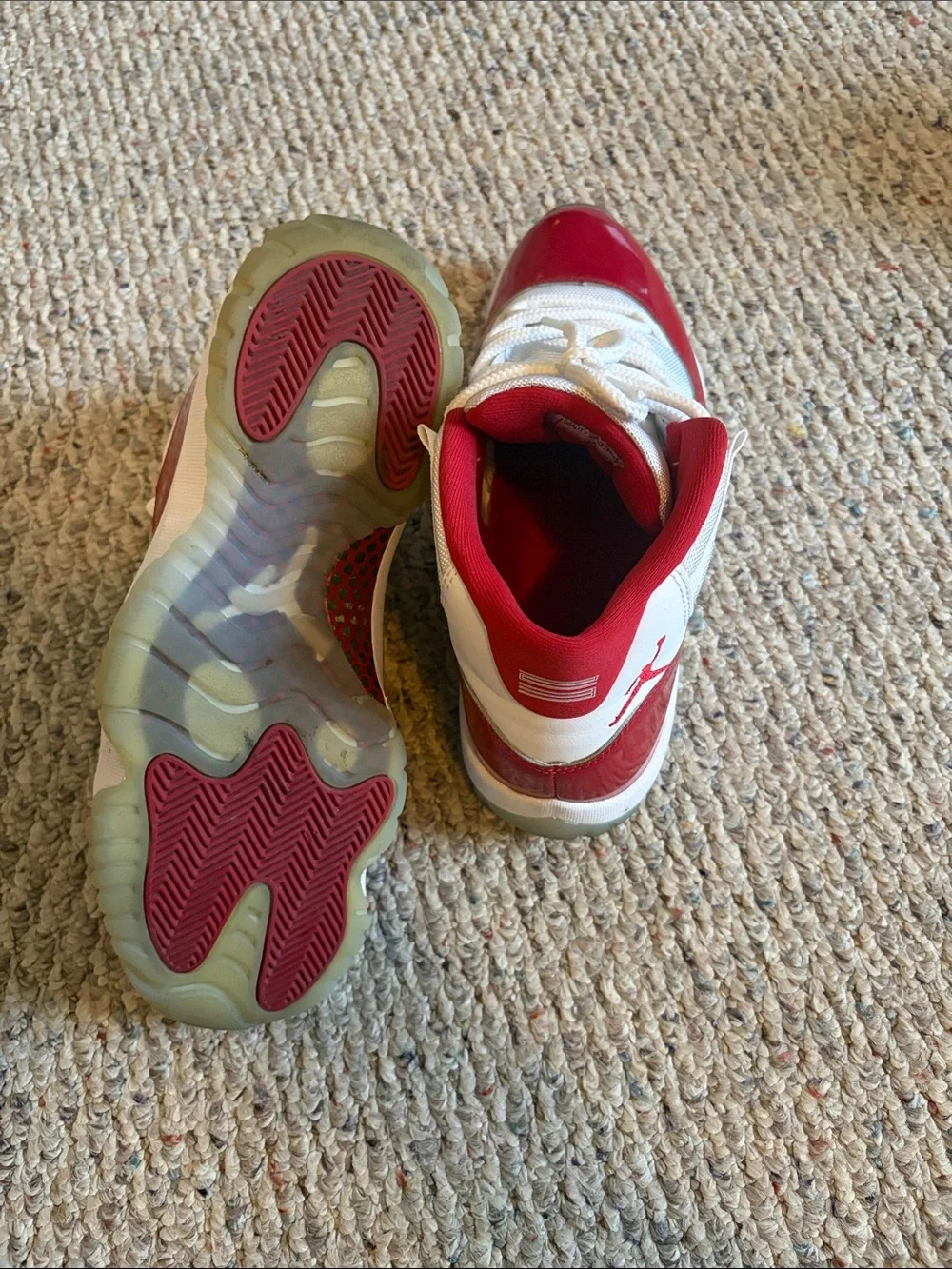 Jordan Kids White and Red Low-Top Basketball Sneakers